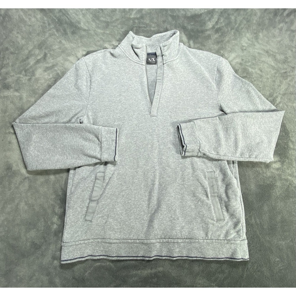 A/X Armani Exchange Henley Sweater Mens Size Large Heather Grey Pullover Thermal